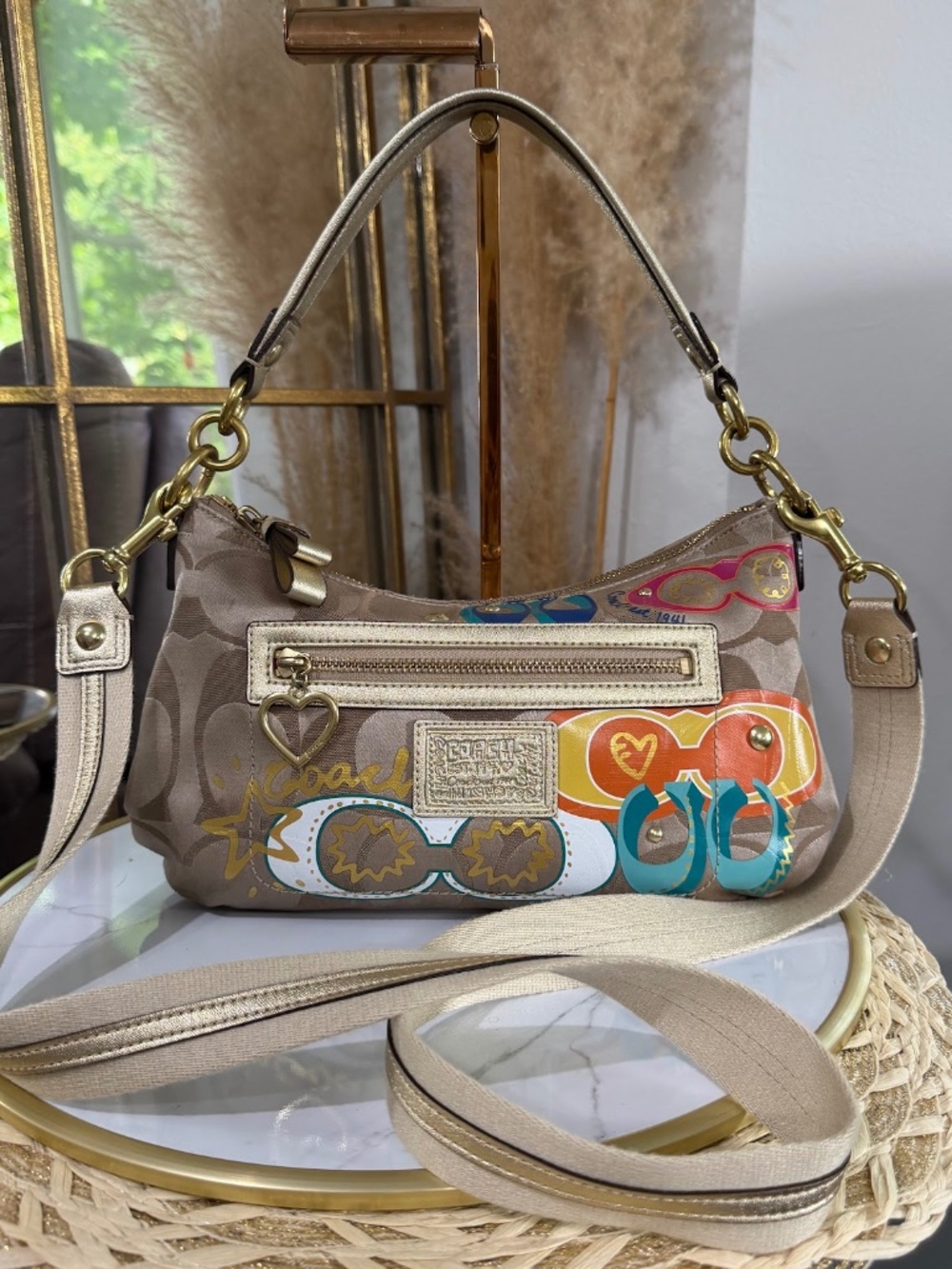 Coach Poppy Daisy Pop C Appliqué Hobo Shoulder Bag Vintage Y2K Purse F20029 - Picture 14 of 14